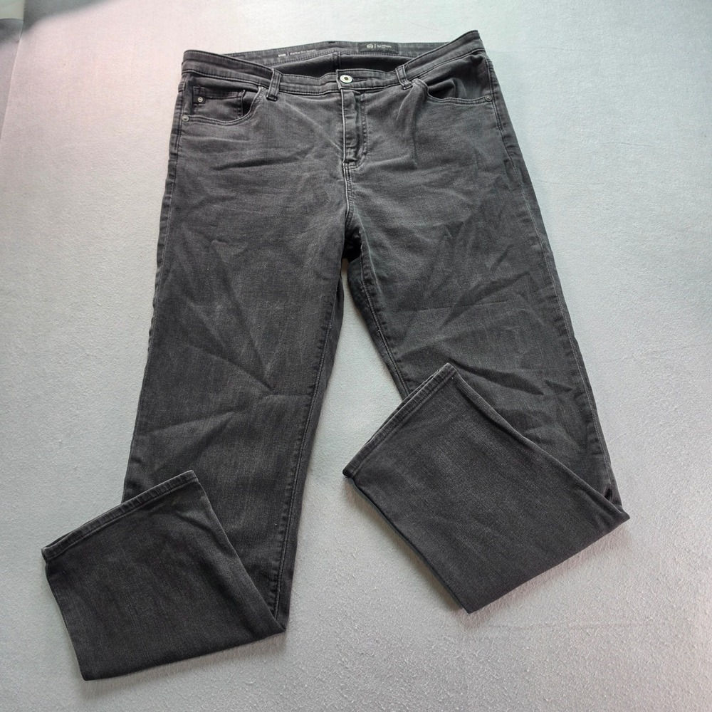 AG Adriano Goldschmied Mari Mid-Rise Slim Straight Jeans Grey Size 32